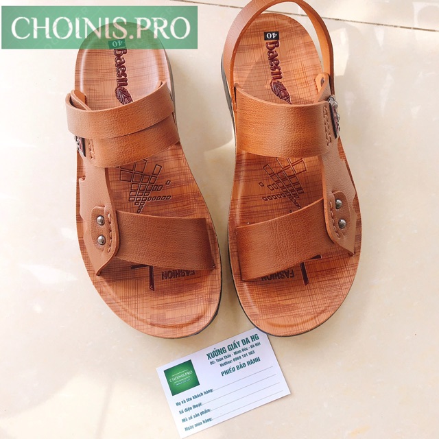 Dép da bò nam tại Xưởng CHOINIS- CÓ QUAI HẬU- ĐẾ KẾP CHẮC CHẮN- Dép trung niên, trung tuổi