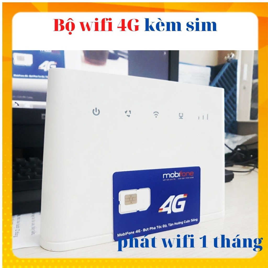 Bộ phát wifi 4G không giới hạn dung lượng và tốc độ MobiWifi. Router Huawei B311-221 kèm sim 4G Mobi phát wifi 1 tháng