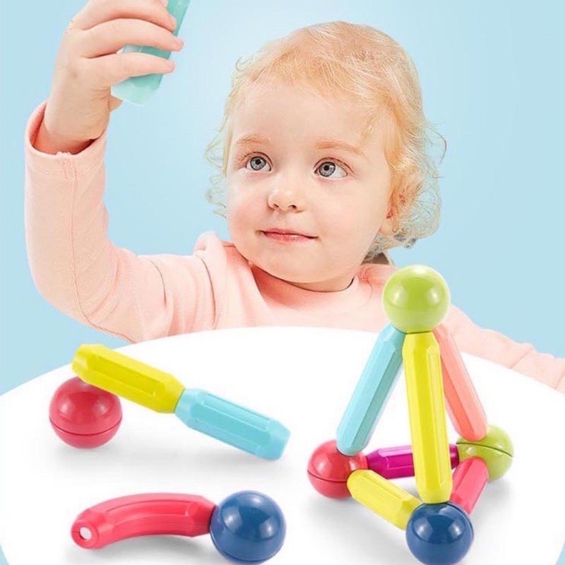Bộ Đồ Chơi Xếp Hình Nam Châm từ tính 64 Chi Tiết  MAGNETIC TICKS Cho Bé từ 3 tuôi Phát Triển Trí Tuệ