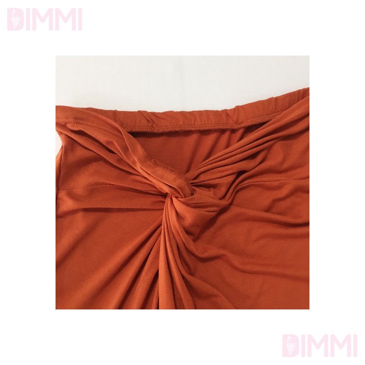 Chân Váy Midi Xẻ Đùi Cam