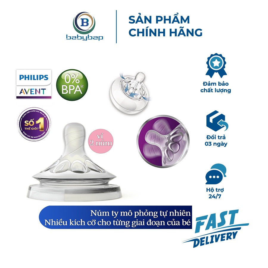 Núm Ty Silicone Thiết Kế Mô Phỏng Tự Nhiên Philips Avent