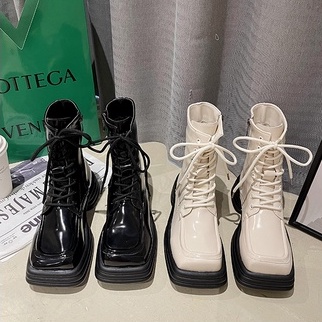 BOOTS NỮ DA BÓNG MŨI VUÔNG ĐẾ 4CM