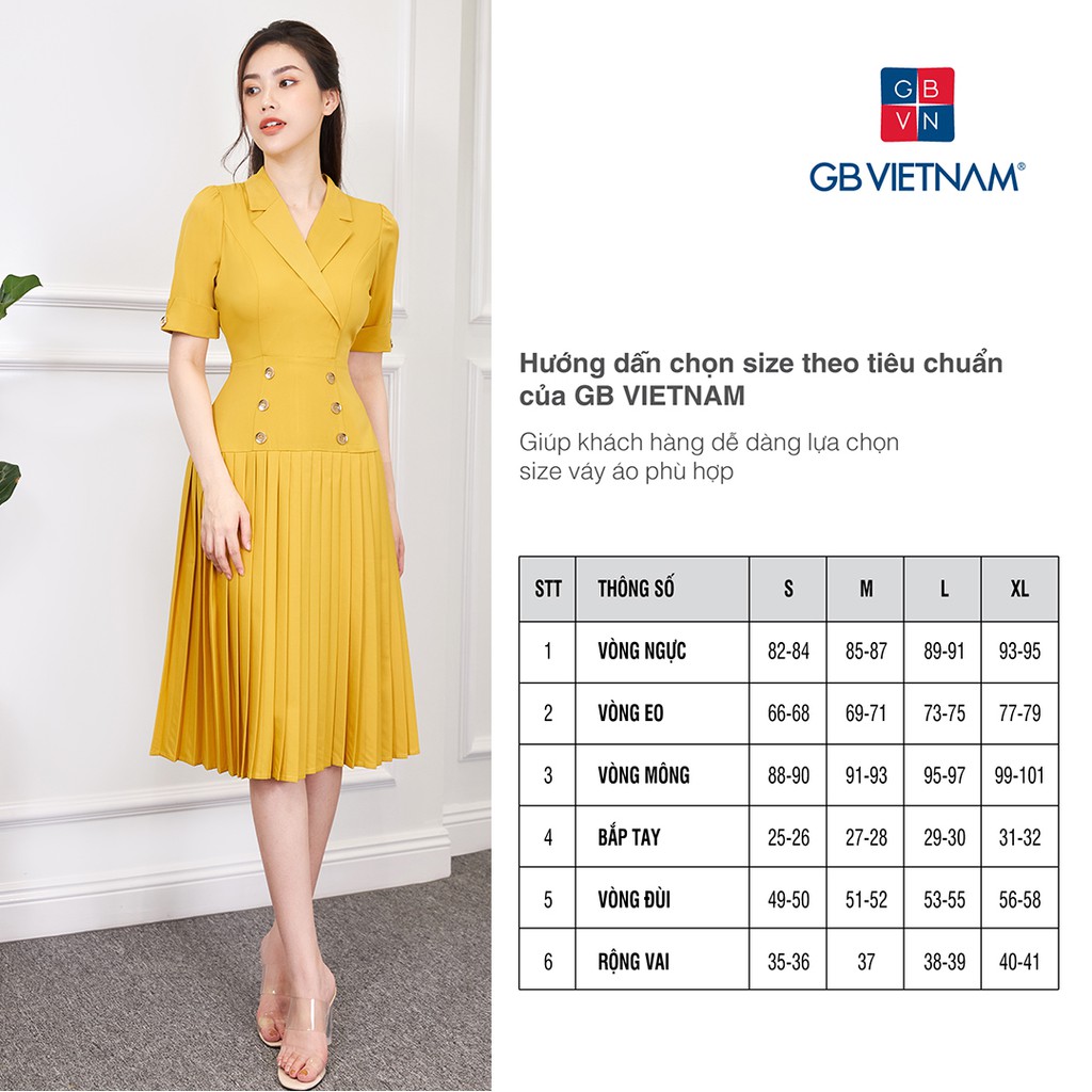 Váy công sở, [ Hàng Cao Cấp] GB19 Lucy Dress, váy cổ vest dập ly, váy đi tiệc, đầm công sở