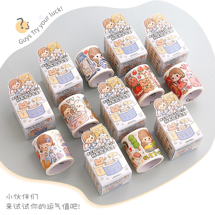Peach cartoon figure  blind box washi tape stricker Diary Scarpbooking DIY Decoration Washi Tape
