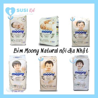 Tã/Bỉm Moony Natural nội địa Nhật Bông Organic dán/quần NB63/S58/S50/M46/L38/L36/XL32