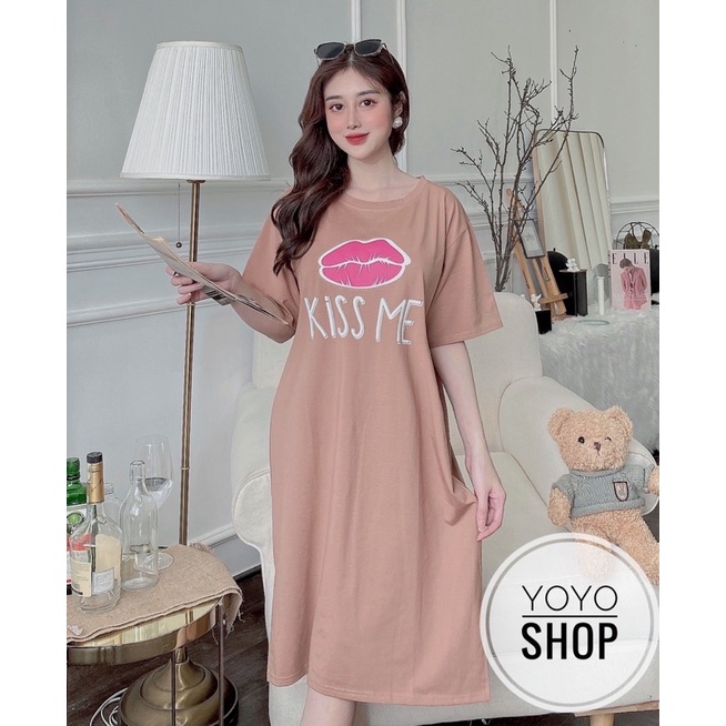 Váy bigsize dáng suông from rộng cổ tròn xẻ tà cao cấp form dưới 70kg | BigBuy360 - bigbuy360.vn