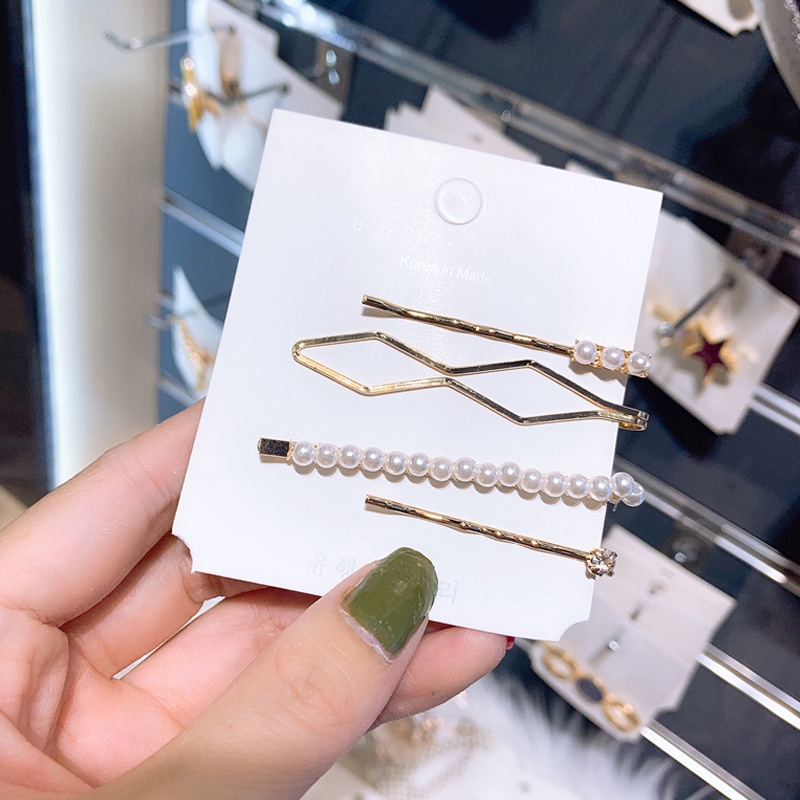 Kẹp tóc đính ngọc trai thiết kế đơn giản phong cách Hàn Quốc cho nữ
