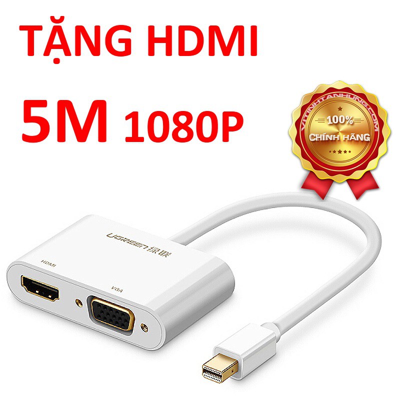 Cáp chuyển đổi 2 trong 1 Mini Displayport to HDMI/VGA hỗ trợ 4K*2K chính hãng Ugreen UG-40364