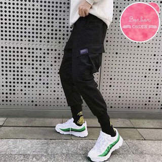 [SẴN XÁM] Quần Jogger Kaki Ulzzang Túi Hộp Tem Tím - [Bonbon Order Ulzzang]