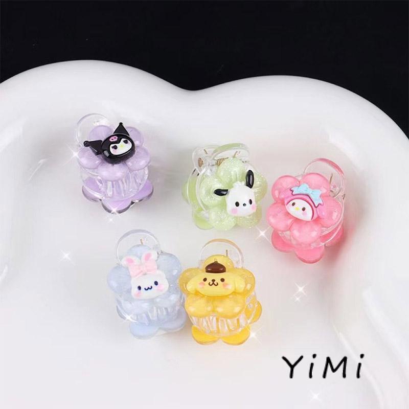 Kẹp Tóc Càng Cua Nhiều Size Nhỏ Mini Đính Charm Sanrio Kuromi Melody Cinnamoroll Resin