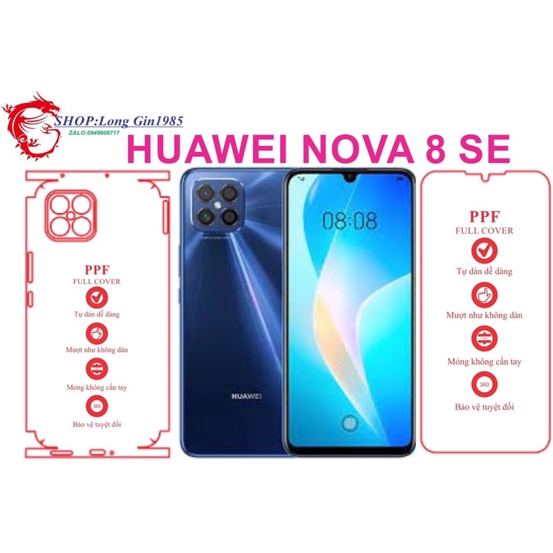 Huawei Nova 8 SE miếng dán trong Ppf mặt sau và mặt trước chống va đập chống trầy xước