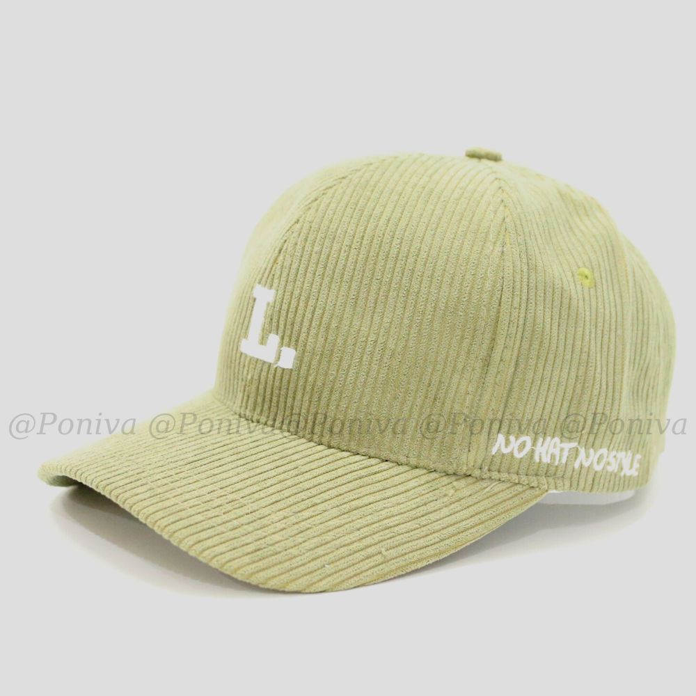 Mũ lưỡi trai ❤️ Nón kết thêu chữ L chất nhung tăm form unisex màu xanh rêu phong cách Ulzzang Thời trang PONIVA siêu hot