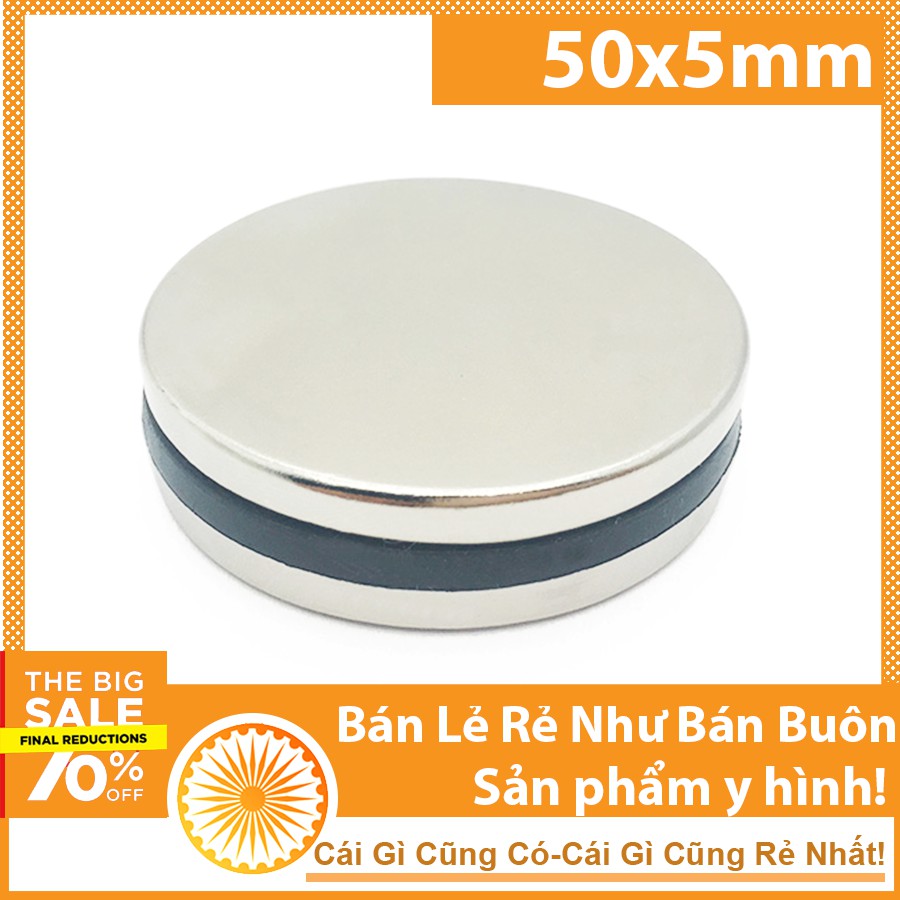 Nam châm tròn 50x5mm siêu mạnh N35 loại tốt