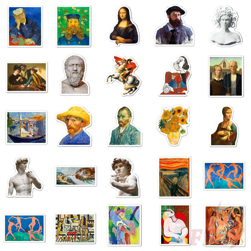 ❉ Famous Paintings & Celebrity Series 02 Van Gogh Mona Lisa Oil Painting Art Stickers ❉ 52Pcs/Set DIY Fashion Decals Doodle Stickers