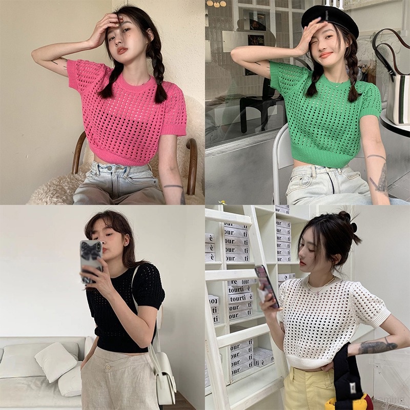 Áo Thun Tay Ngắn Dáng Rộng Vải Lụa Mát Thoáng Khí Phong Cách Hàn Quốc Xinh Xắn Cho Nữ