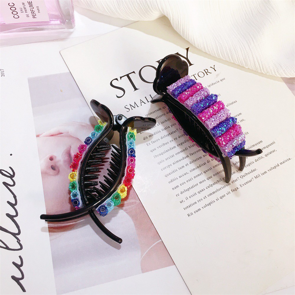 Kẹp Tóc Càng Cua Màu Cầu Vồng Lấp Lánh Đáng Yêu