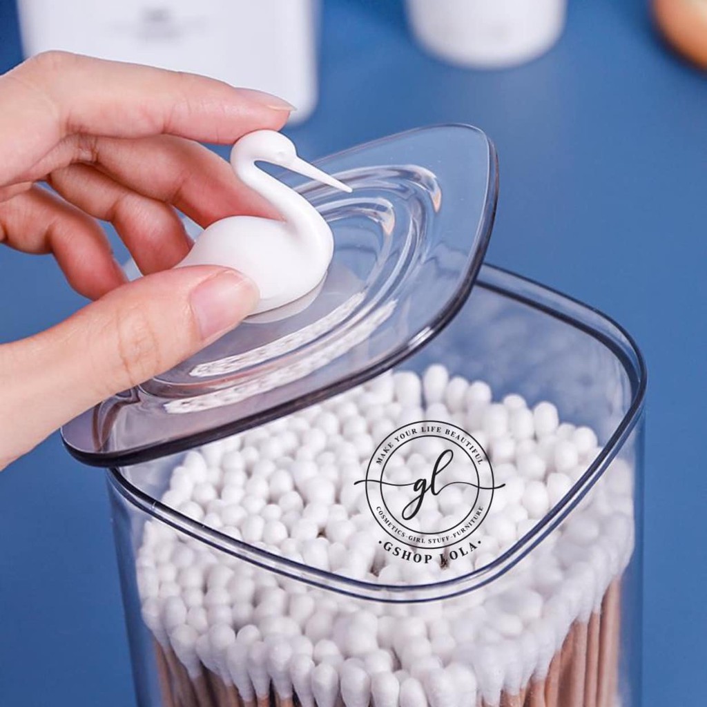 Hộp đựng bông tăm, bông tẩy trang, buộc tóc bằng nhựa nhỏ gọn, tiện lợi v.v...