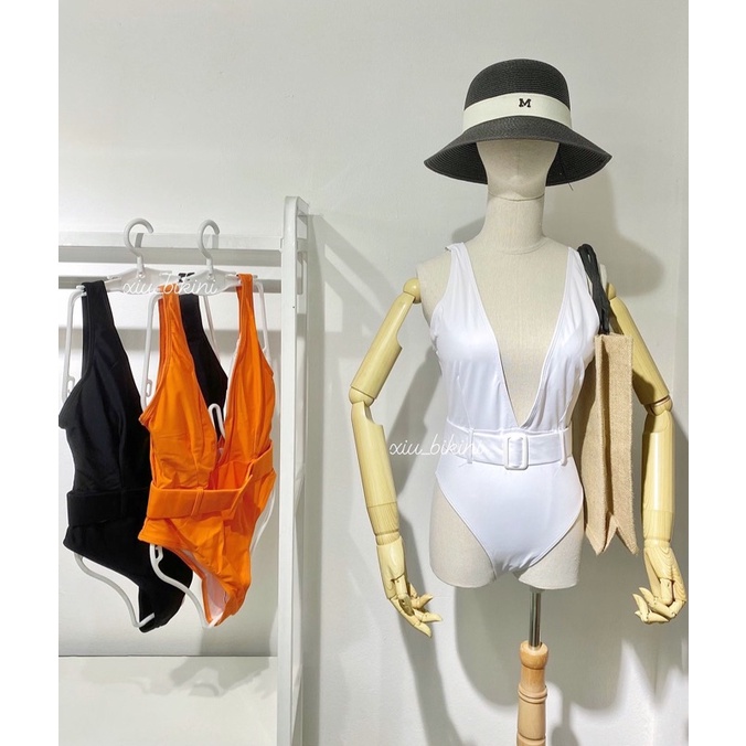 Bikini 1 mảnh xẻ ngực kèm đai (ảnh thật)
