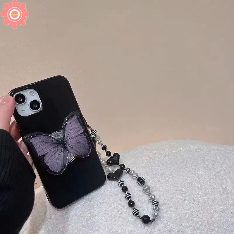 Ốp Điện Thoại Họa Tiết Bươm Bướm Sang Trọng Kèm Giá Đỡ Cho iPhone 11 13 12 14 Pro Max 7Plus 8Plus XR 7 8 X XS Max