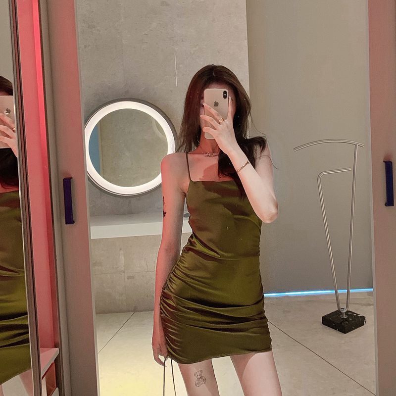 Đầm dự tiệc sang trọng sexy đầm hai dây ôm body phi bóng form đẹp quyến rũ GURI