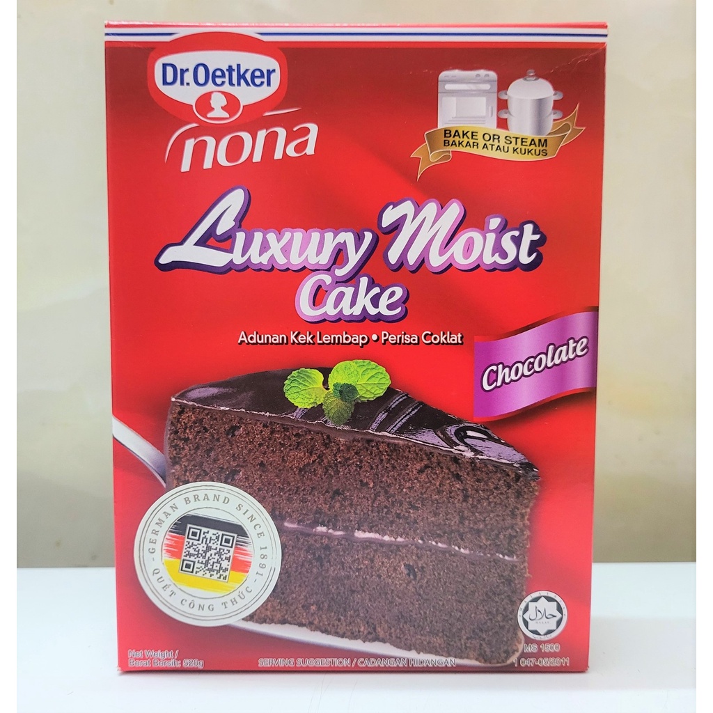 [Hộp 520g] BỘT LÀM BÁNH Moist Cake Sô cô la [Malaysia] DR OETKER Nona Luxury Moist Cake Chocolate (halal)