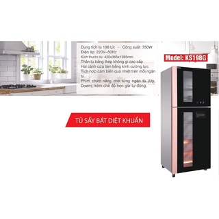 Tủ sấy khử trùng bát đĩa, diệt khuẩn bằng ánh sáng hồng ngoại và Ozon thương hiệu Kohn- Model KS35G ( Thể tích 198l)