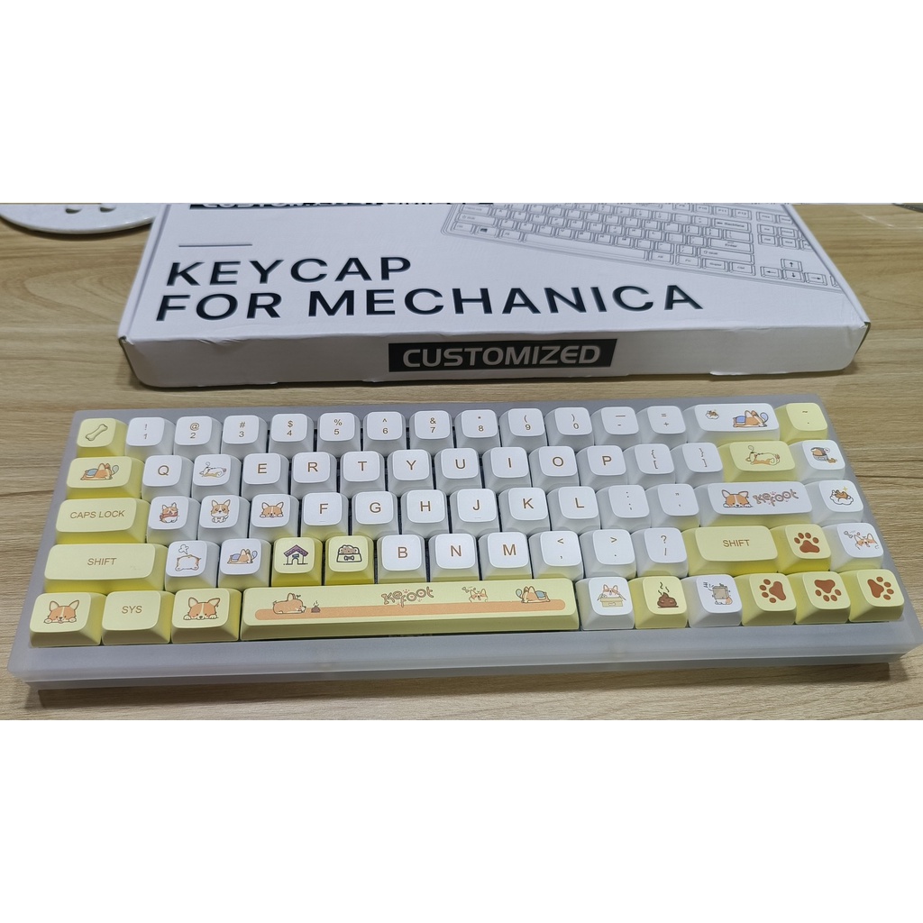 Keycap nút phím Shiba Inu Corgi 138 phím mẫu mới in dyesub thick PBT, XDA Profile,vừa hết các layout phím cơ như corsair