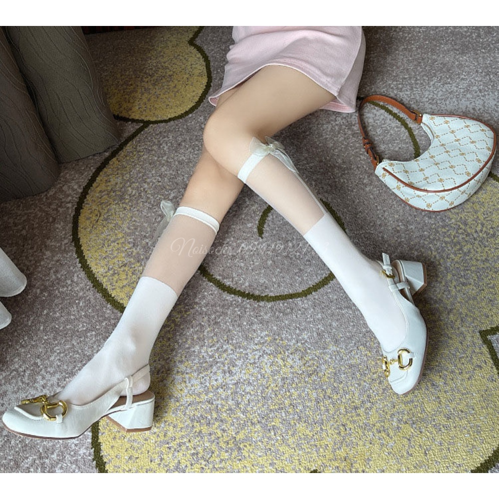 Tất vớ cao đến bắp chân Viền Trong Suốt Đính Nơ phong cách thời trang Lolita Nhật Bản, cá tính cho nữ - Noisocks