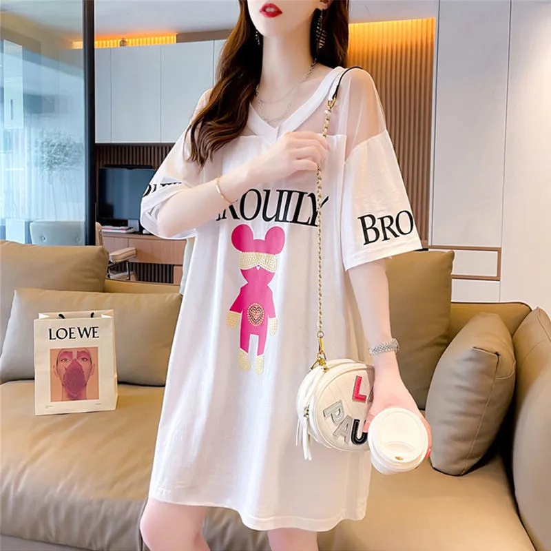 Áo Thun Tay Ngắn Phối Lưới Plus Size C9450 Dành Cho Nữ [40-100KG]