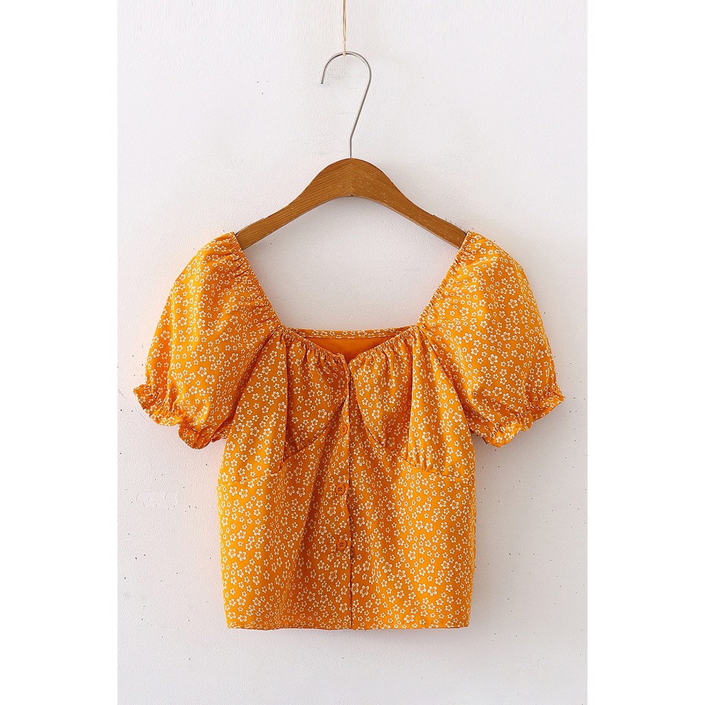 Áo Kiểu Nữ Rớt Vai Cổ Chữ V Họa Tiết Hoa Xinh Xắn | BigBuy360 - bigbuy360.vn