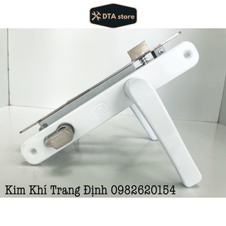 Bộ khóa tay gạt lắp cửa nhôm hệ, cửa nhựa lõi thép, sắt họp 3x6 màu trắng