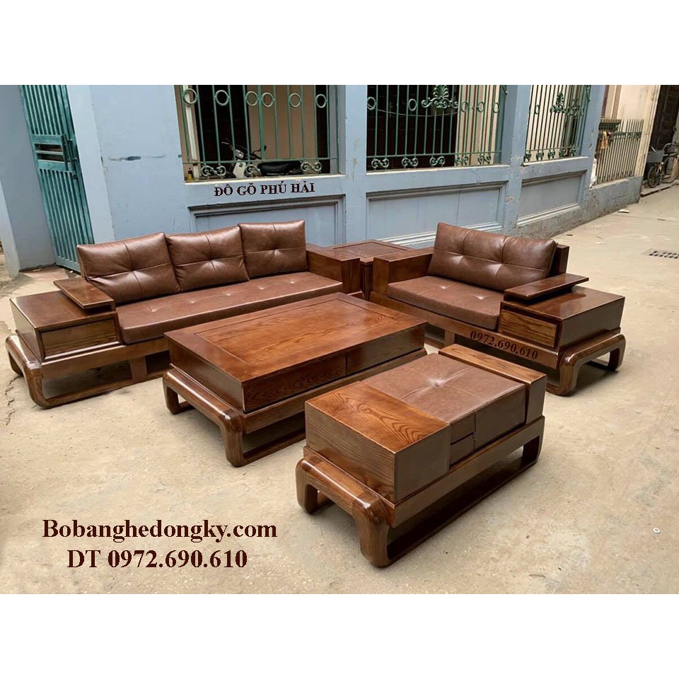 Bộ bàn ghế sofa cho chung cư gỗ óc chó