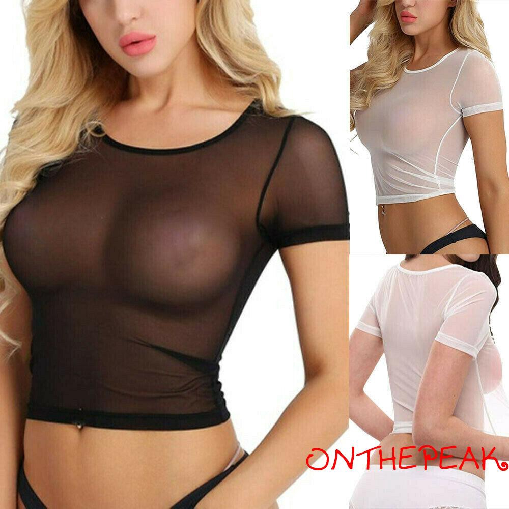 Áo croptop lưới xuyên thấu ôm sát gợi cảm cho nữ