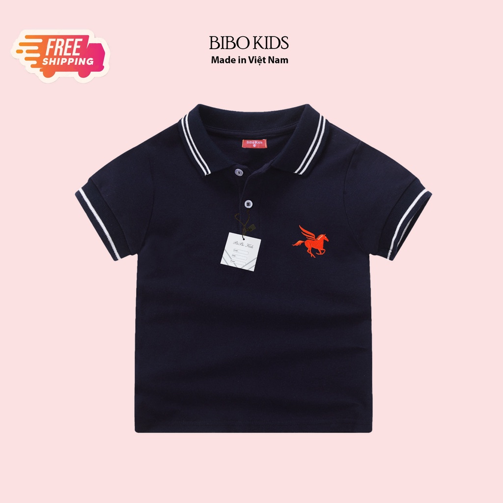 Áo Polo bé trai bé gái áo thun có cổ chất liệu cotton cao cấp co dãn 4 chiều họa tiết thêu cực đẹp cho các bé