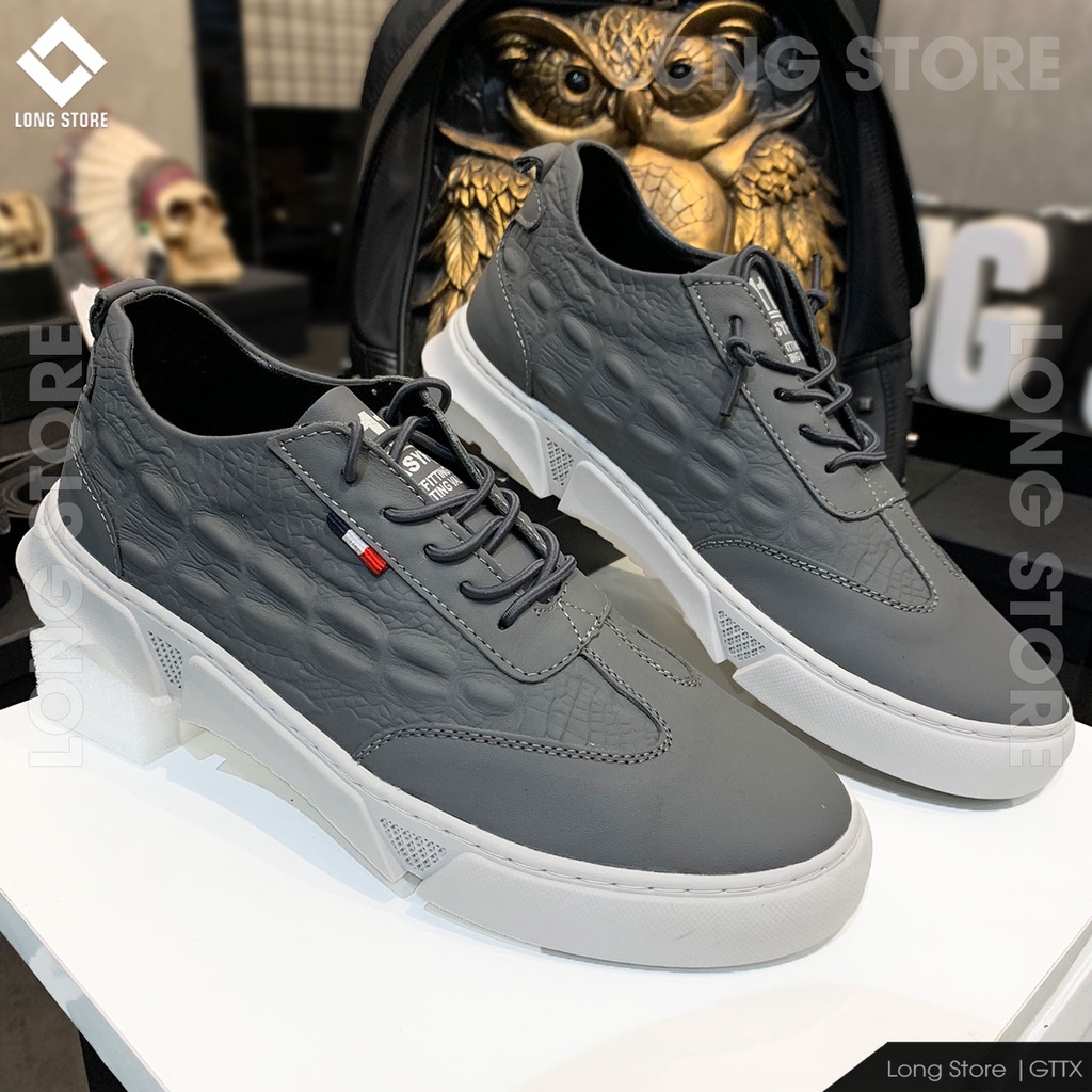 Giày thể thao nam đẹp dập vân nổi sneaker đế cao chất da cao cấp tăng chiều cao 3cm LONGSTORE GTT