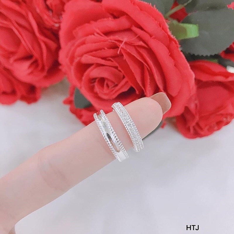 Nhẫn đôi bạc nam nữ, nhẫn cặp tình yêu mẫu mới đính đá nhỏ sáng đẹp - Kho sỉ bạc Nhất Linh