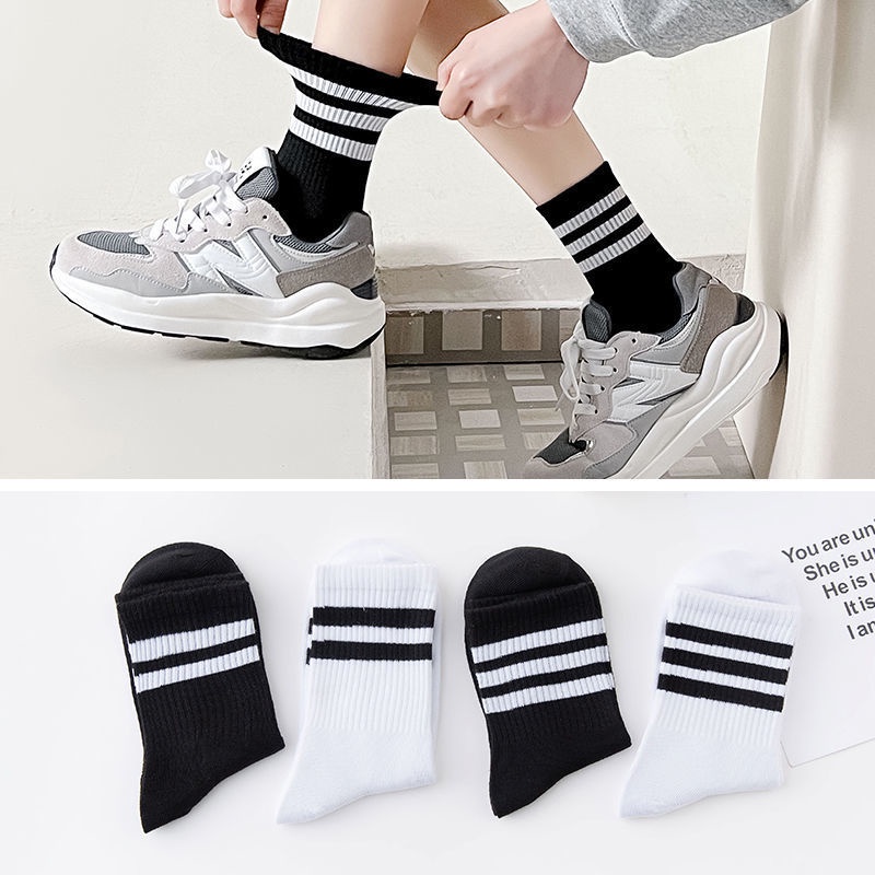 Vớ thể thao 3 sọc kẻ phiên bản Hàn Quốc từ cotton thời trang cao cấp cho nam nữ