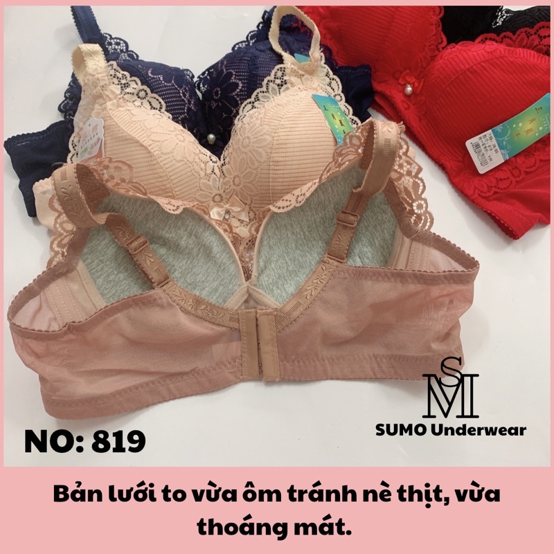 Áo lót ren hoa mút đệm 3cm siêu mềm mại, không gọng, thiết kế ôm đẩy ngực. SUMO 819. KÈM ẢNH VÀ VIDEO THẬT