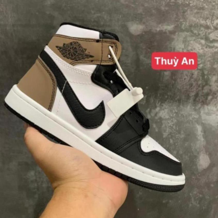 Giày thể thao JD1 high sneaker JORDAN 1 NÂU ĐEN cổ cao Hot trend nam nữ