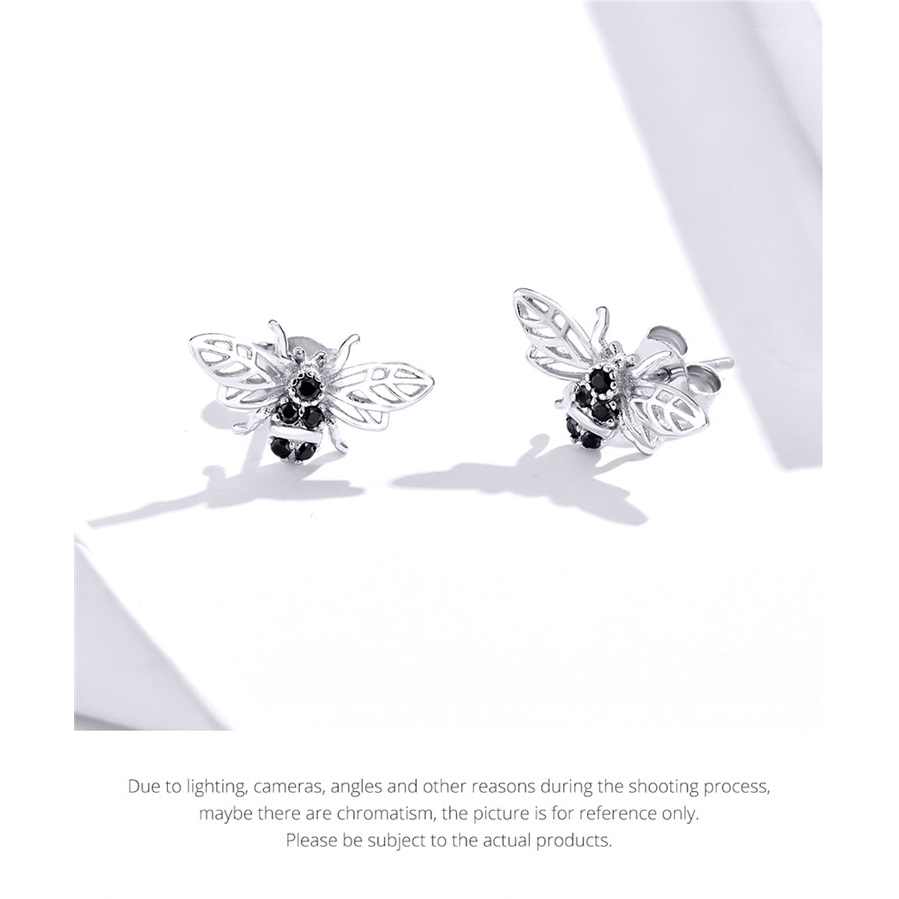 Khuyên Tai Bamoer Sce846 Hình Chú Ong Chất Liệu Bạc 925 Phong Cách Punk Cá Tính