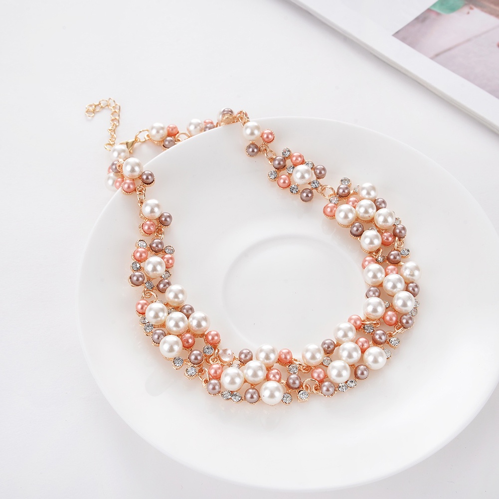 Set 2 Vòng cổ Và Đôi Khuyên Tai Đính Ngọc Trai Giả Thời Trang Cho Nữ