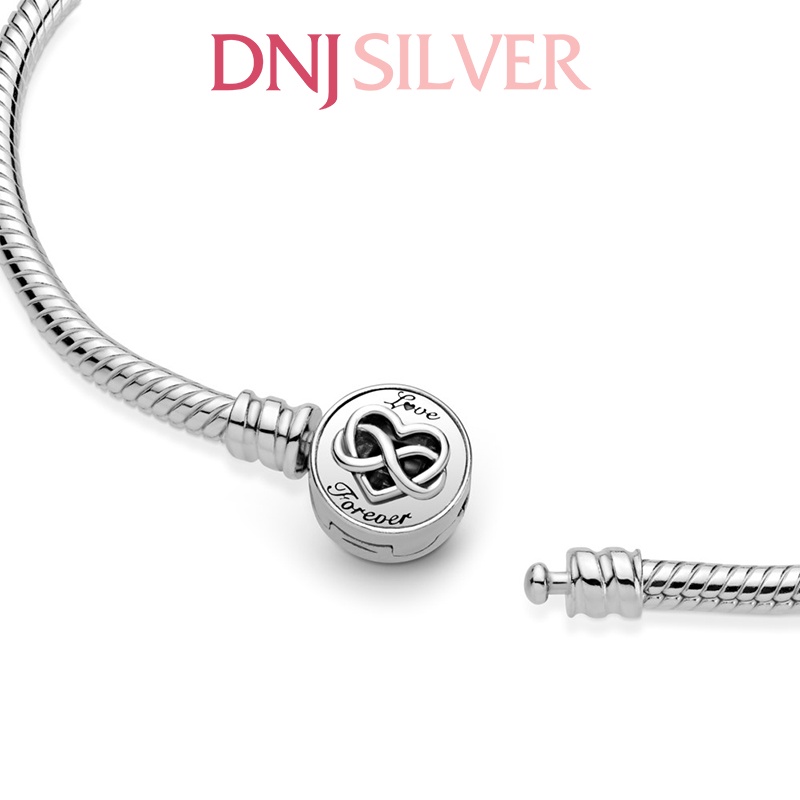 Vòng tay bạc 925 cao cấp - Mẫu Heart Infinity Clasp Snake Chain, có thể mix thêm hạt charm tự chọn theo ý thích