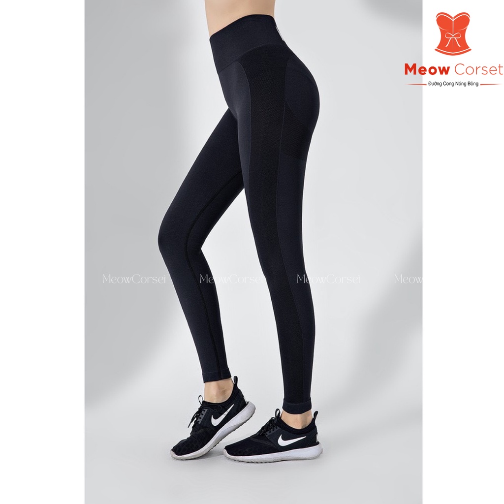 Quần tập gym yoga dáng dài ami cạp cao gen bụng nâng mông [MEOW Corset]