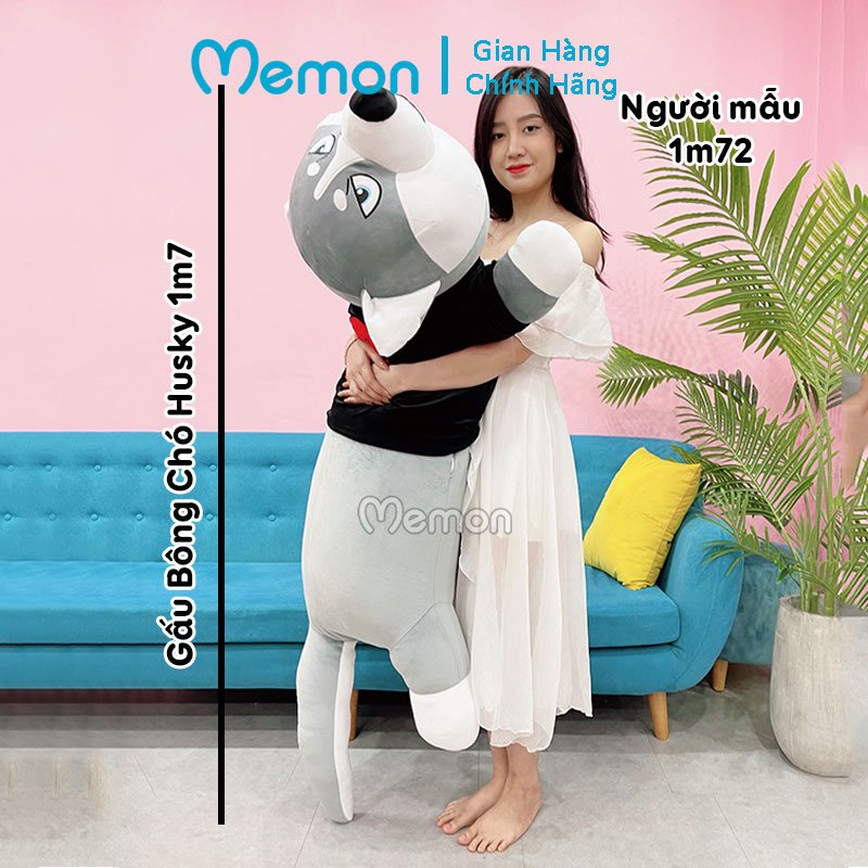 [Mã LIFEMALL2505 giảm 10% đơn 250K] Gấu Bông Chó Husky Siêu To Khổng Lồ Cao Cấp Memon