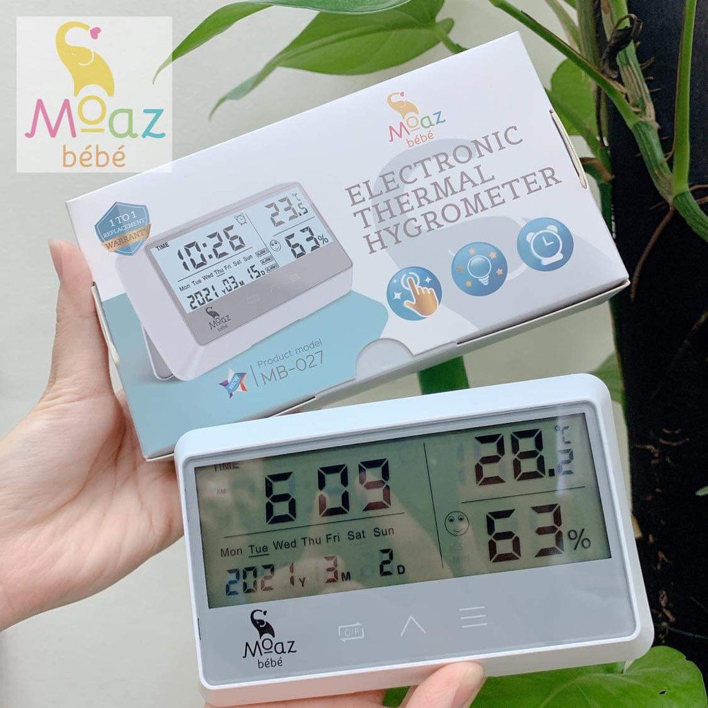 [Haobaby shop] Máy nhiệt kế đo nhiệt độ phòng và độ ẩm phòng cho bé (ẩm kế) Moaz Bebe MB016/MB027
