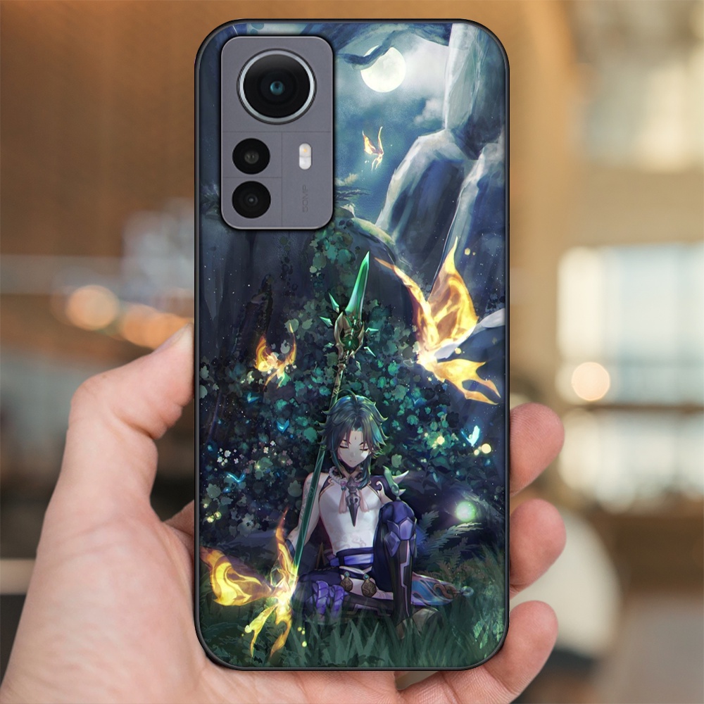 Ốp lưng Xiaomi 12 viền đen in hình Xiao Genshin Impact