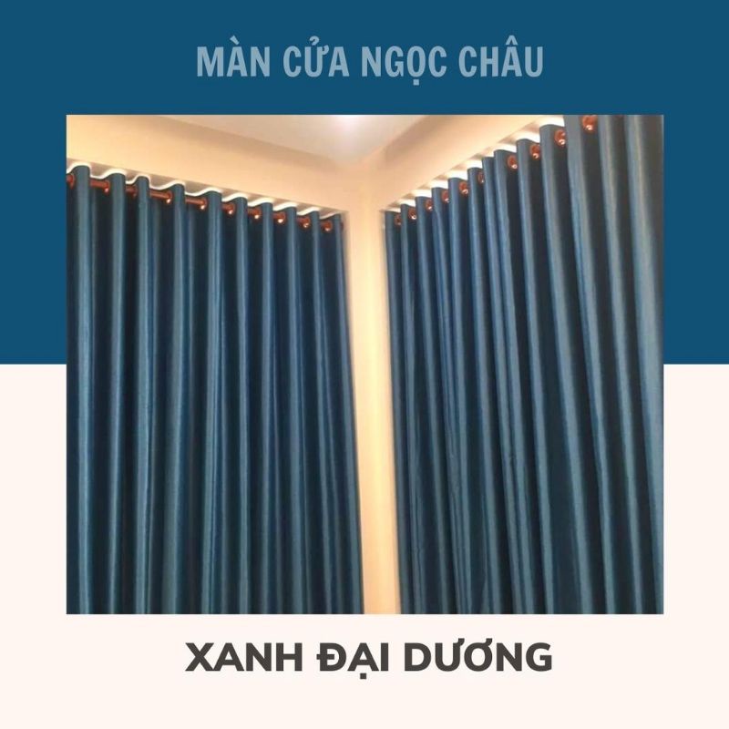 Rèm XANH ĐẠI DƯƠNG Rèm cửa sổ phòng ngủ chống nắng cao cấp, Rèm ngăn lạnh, rèm cửa chính, màn vải de