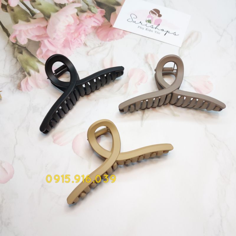 Kẹp tóc càng cua 11 cm, kẹp tóc nhựa màu nâu tây