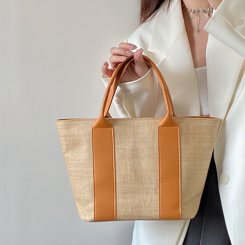 IELGY Túi Xách Đan Rơm Cỡ Lớn Phong Cách Cổ Điển Thời Trang Cho Nữ