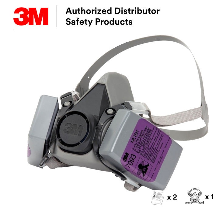 Mặt nạ phòng độc 3M 6200-7093-P100-N95 lọc bụi mịn, bảo vệ hô hấp - Thinksafe